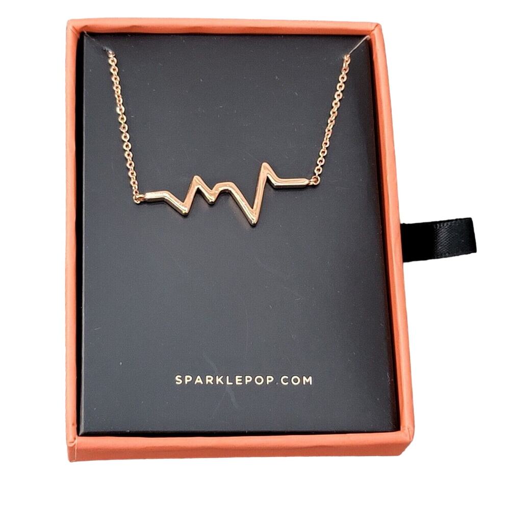 Heartbeat Necklace Rose Gold Collar Length Sparkle Pop Nurse Dr Fashion Jewelry